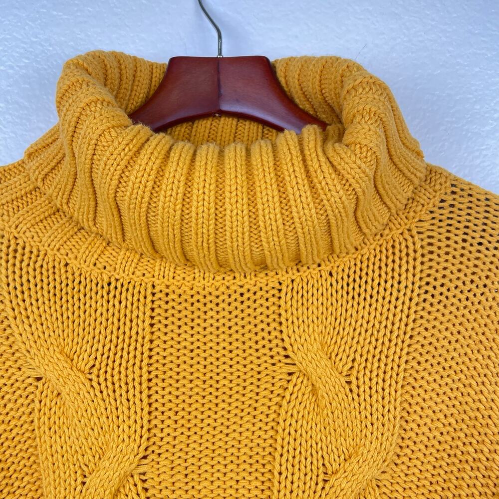 Womens Sweater Sz M Cable Knit Chunky Thick Cozy Balloon Sleeves Oversized Cabin - Picture 4 of 7